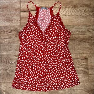 Tart Red Polka Dot Sleeveless Top XS